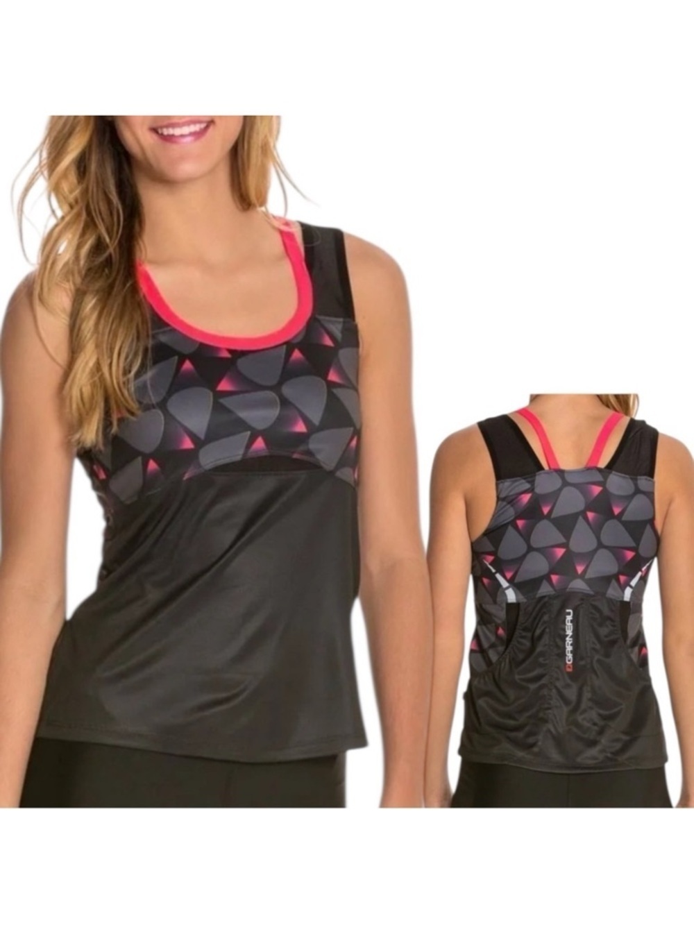 Louis Garneau Shape Sens Cycling Workout Tank  Black/Pink Women’s Size Medium